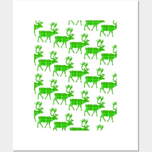 GREEN Plaid Reindeer Ugly Holiday Sweater. Posters and Art